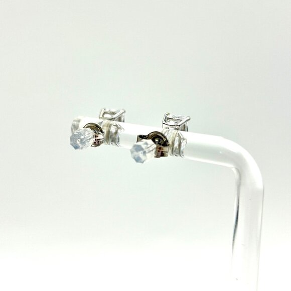 Macy’s 925 Sterling Silver Emerald-Cut Cubic Zirconia Stud Earrings – - Picture 4 of 9